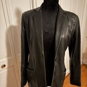 Black Vintage OSCAR Genuine Leather Blazer